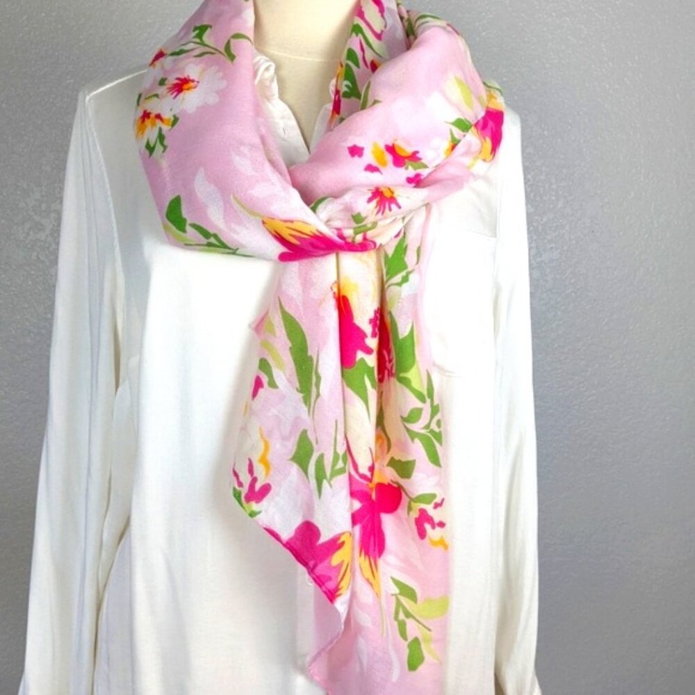Jessica Simpson Rectangle Scarf Size 72" x 29" Pink Florals
